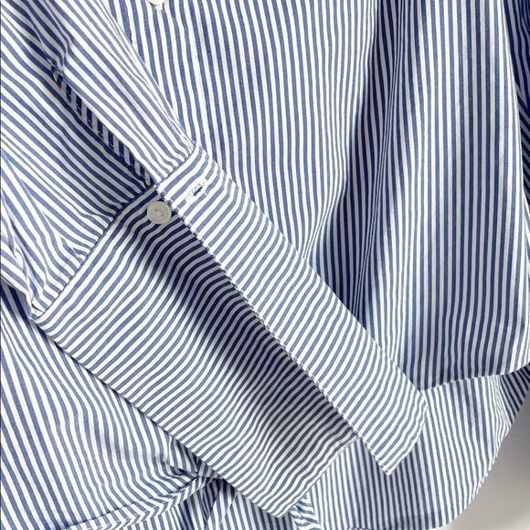 🟢Romeo & Juliet Couture Blue White Striped Blouse S - Picture 5 of 8